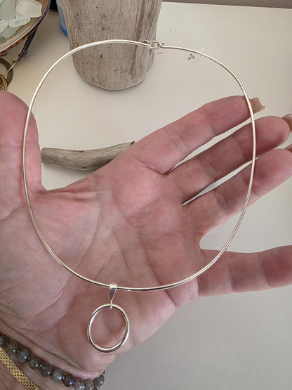 Sterling Silver Eternity Ring Formed Solid Day Collar Necklace - Luxury Devotion Partner Jewelry