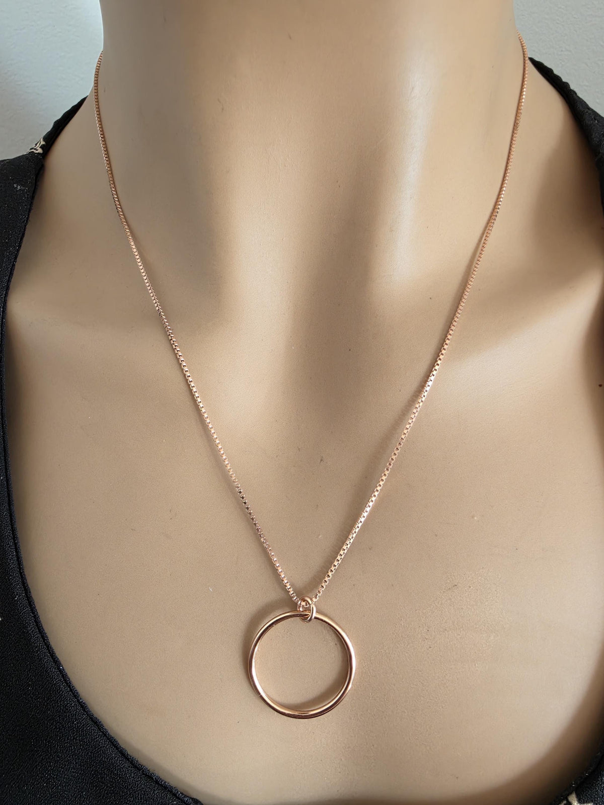 Rose Gold Vermeil On Sterling Silver Eternity Necklace O Ring - Luxury Partner Commitment Jewelry