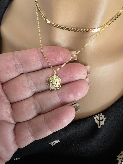 Gold Vermeil on Sterling Silver Evil Eye Layered Necklace Set | Serpentine Chain & Protective Talisman Pendant