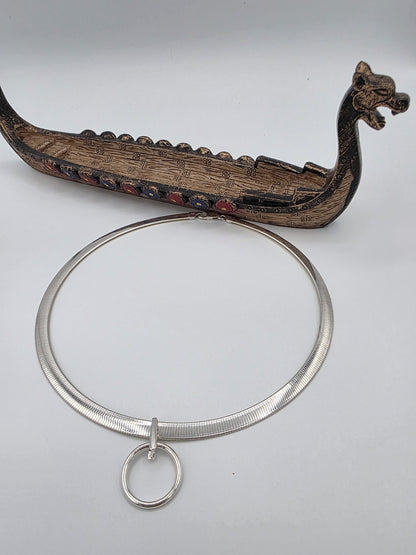 Reversible Sterling Silver & Gold Vermeil Omega Collar Necklace – 6mm Dual-Tone O-Ring Day Collar