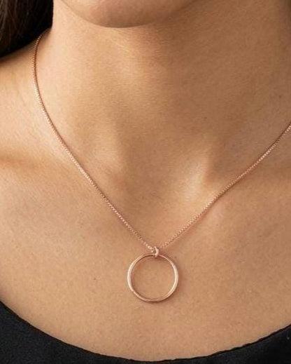 Rose Gold Vermeil On Sterling Silver Eternity Necklace O Ring - Luxury Partner Commitment Jewelry