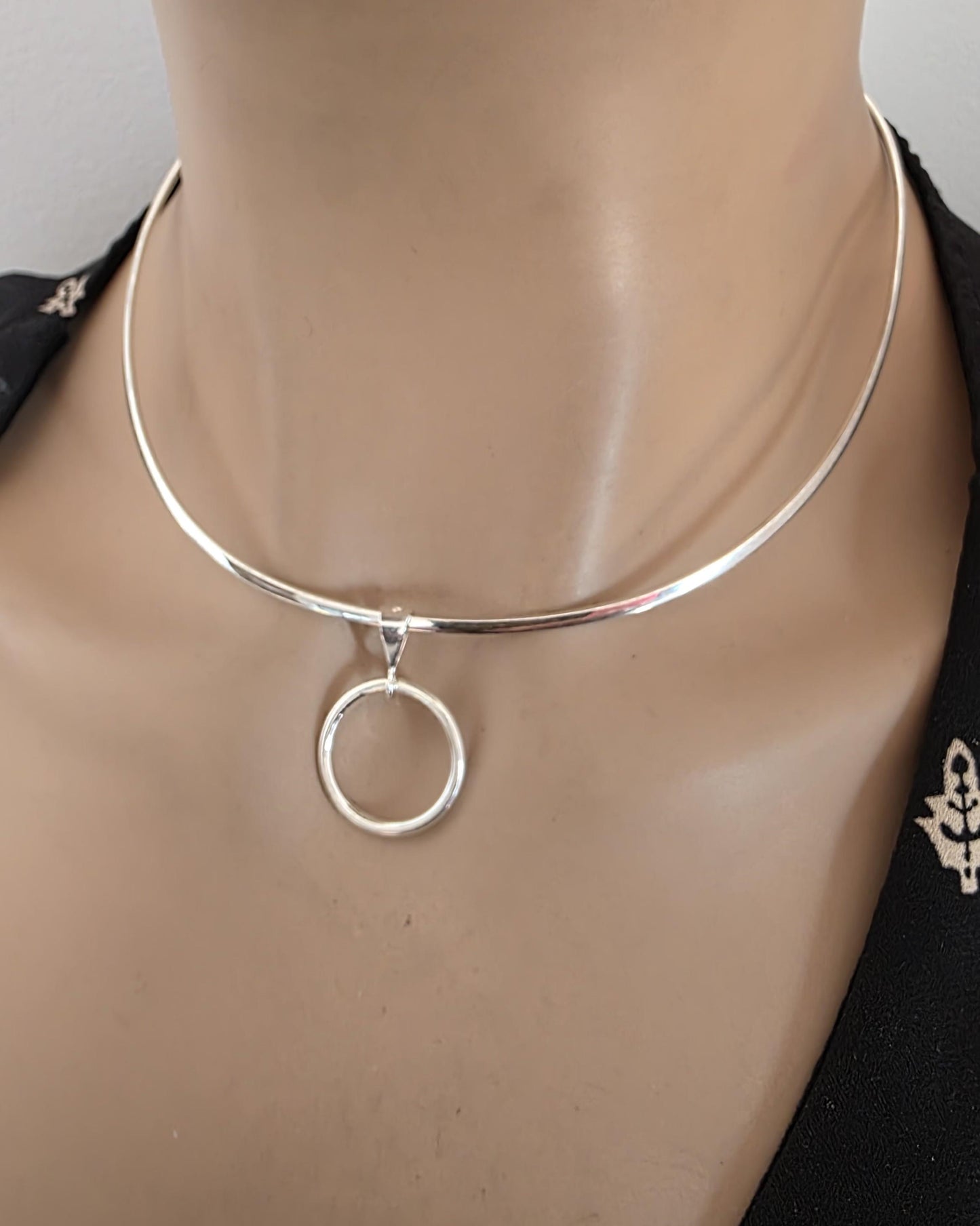 Sterling Silver Eternity Ring Formed Solid Day Collar Necklace - Luxury Devotion Partner Jewelry