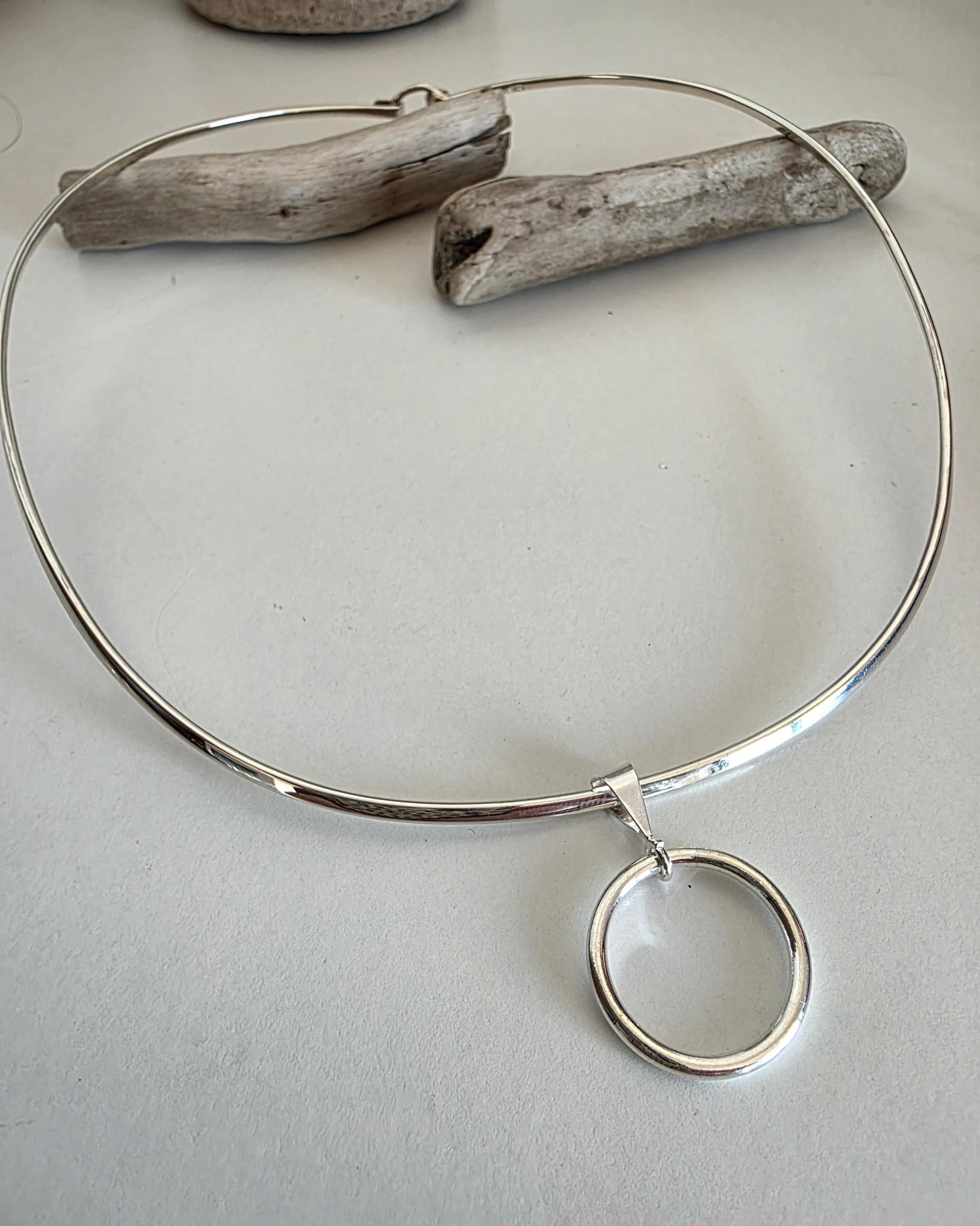 Sterling Silver Eternity Ring Formed Solid Day Collar Necklace - Luxury Devotion Partner Jewelry