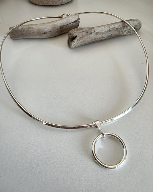 Sterling Silver Eternity Ring Formed Solid Day Collar Necklace - Luxury Devotion Partner Jewelry