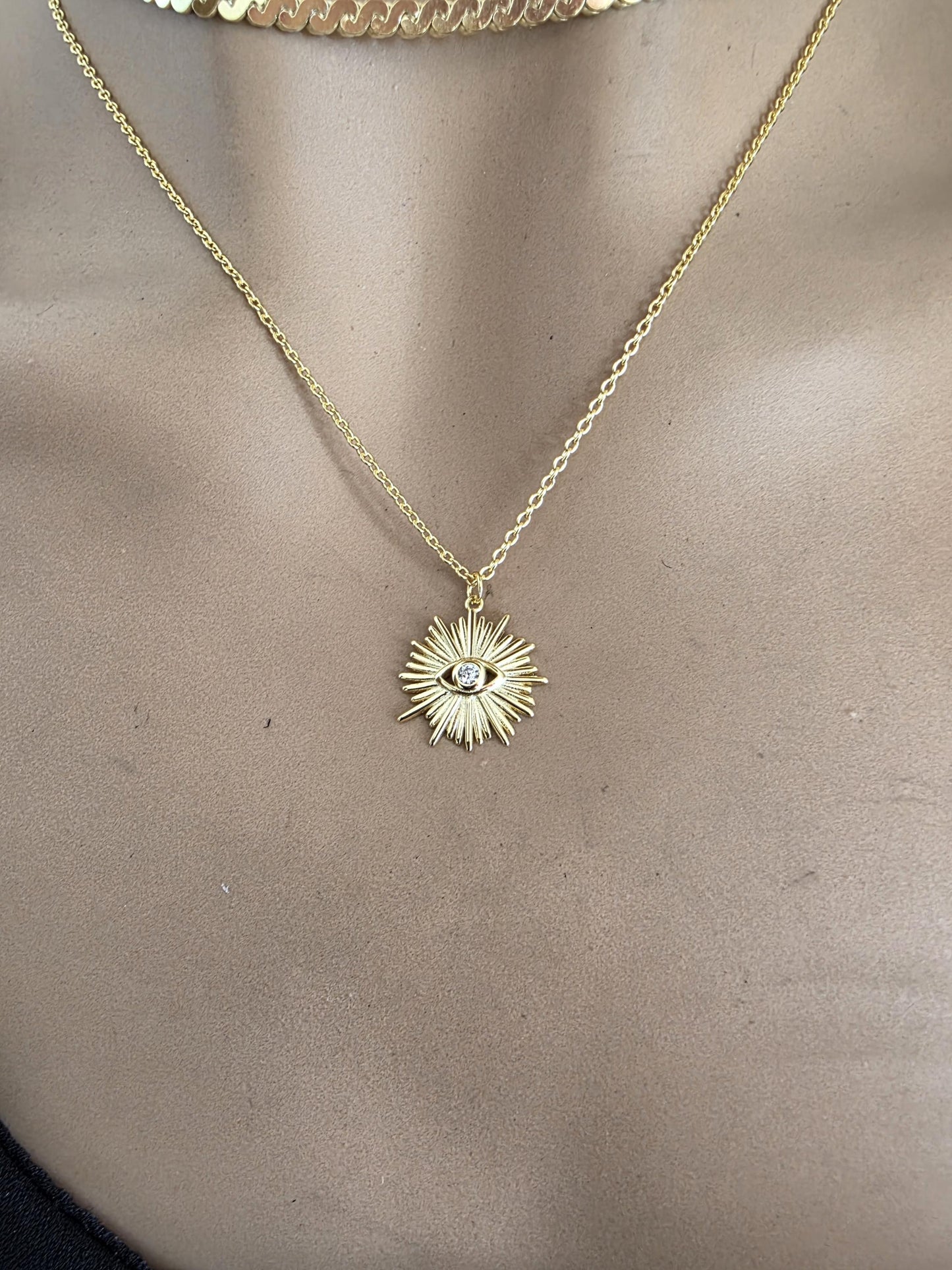 Gold Vermeil on Sterling Silver Evil Eye Layered Necklace Set | Serpentine Chain & Protective Talisman Pendant