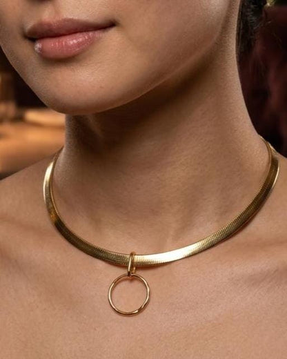 Reversible Sterling Silver & Gold Vermeil Omega Collar Necklace – 6mm Dual-Tone O-Ring Day Collar
