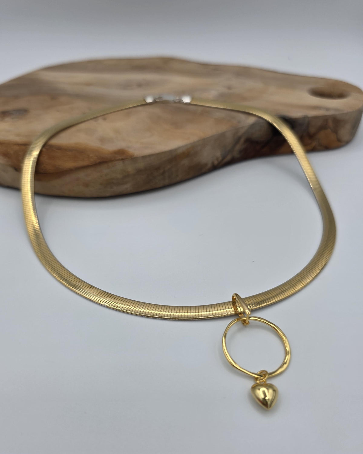 Reversible Gold Vermeil & Sterling Silver Omega Collar Necklace – 6mm Dual-Tone O-Ring Day Collar