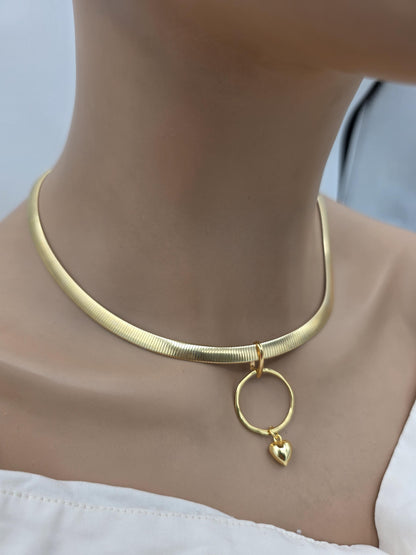 Reversible Gold Vermeil & Sterling Silver Omega Collar Necklace – 6mm Dual-Tone O-Ring Day Collar