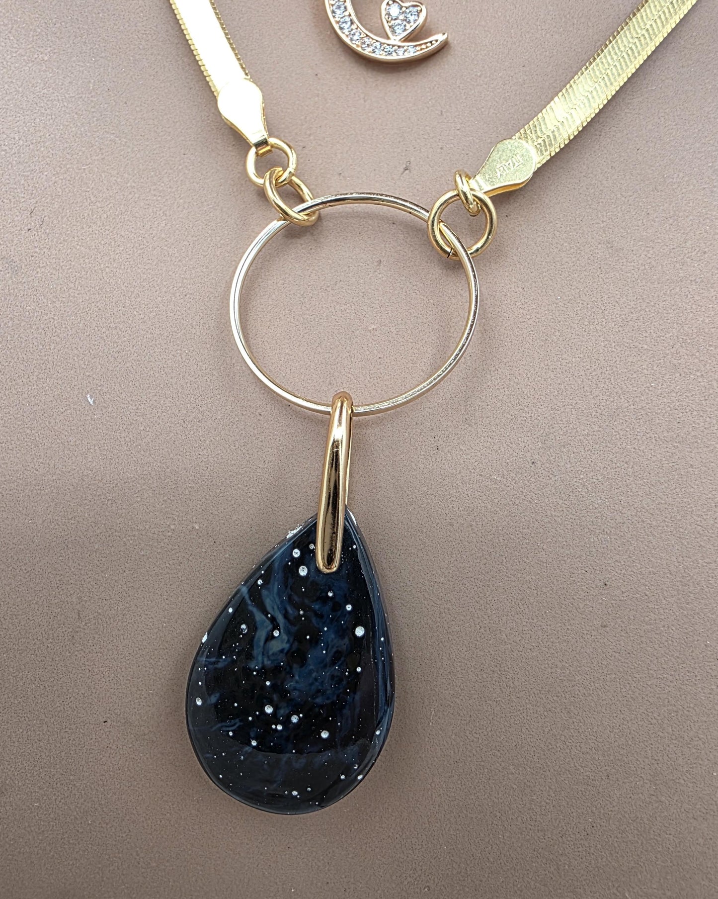 Leland Blue Celestial Starry Night Layered Necklace Set – 14K Gold Vermeil Crescent Moon & Great Lakes Glass
