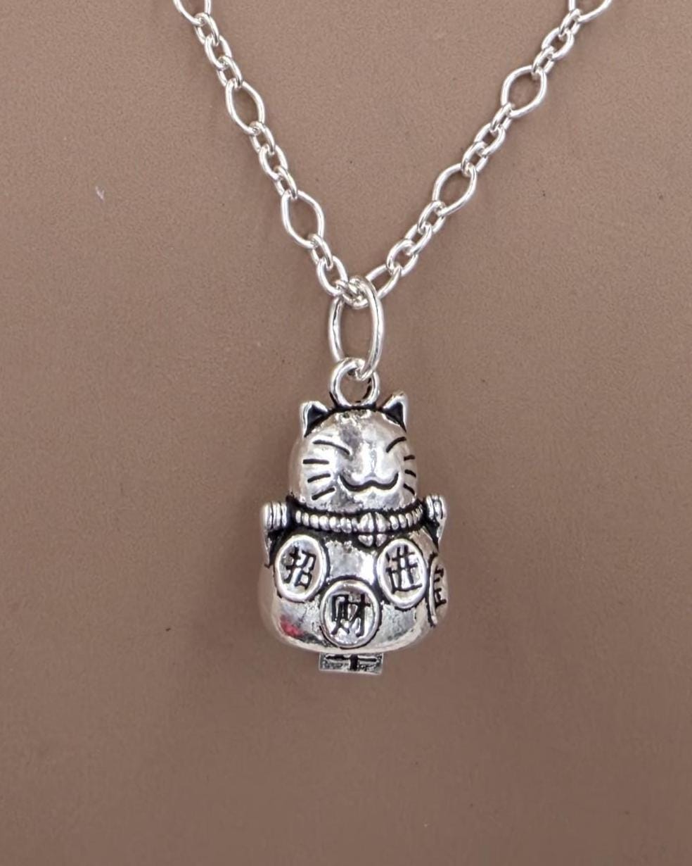 Sterling Silver Layered Necklace – Infinity & Maneki-neko Lucky Cat – 3 Piece Set