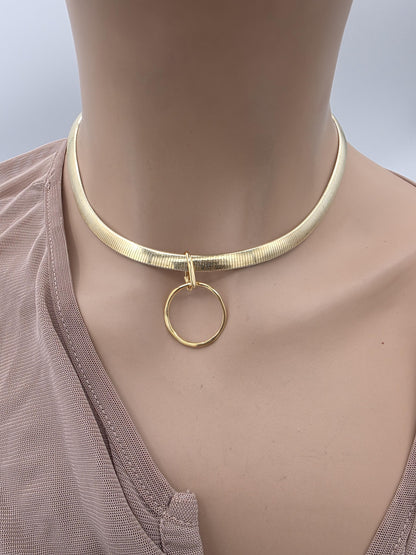Reversible Sterling Silver & Gold Vermeil Omega Collar Necklace – 6mm Dual-Tone O-Ring Day Collar
