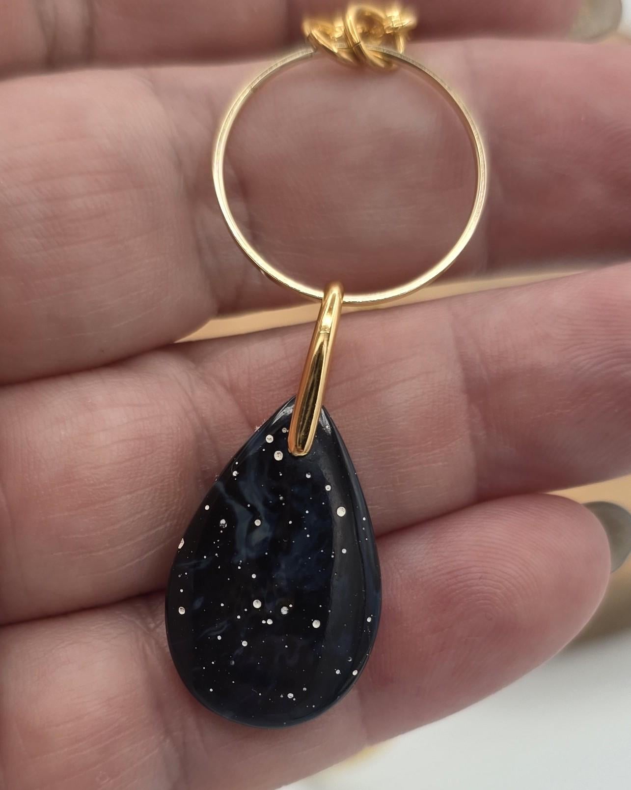 Leland Blue Celestial Starry Night Layered Necklace Set – 14K Gold Vermeil Crescent Moon & Great Lakes Glass