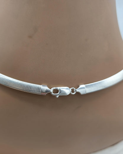 Reversible Gold Vermeil & Sterling Silver Omega Collar Necklace – 6mm Dual-Tone O-Ring Day Collar