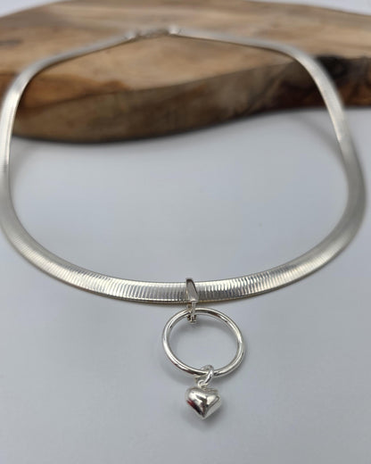 Reversible Gold Vermeil & Sterling Silver Omega Collar Necklace – 6mm Dual-Tone O-Ring Day Collar