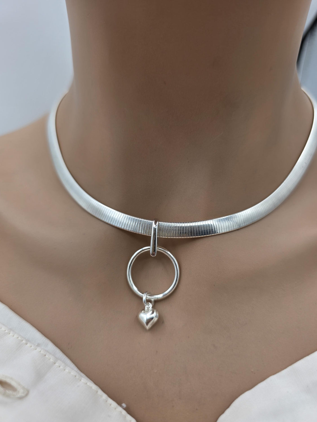 Reversible Gold Vermeil & Sterling Silver Omega Collar Necklace – 6mm Dual-Tone O-Ring Day Collar