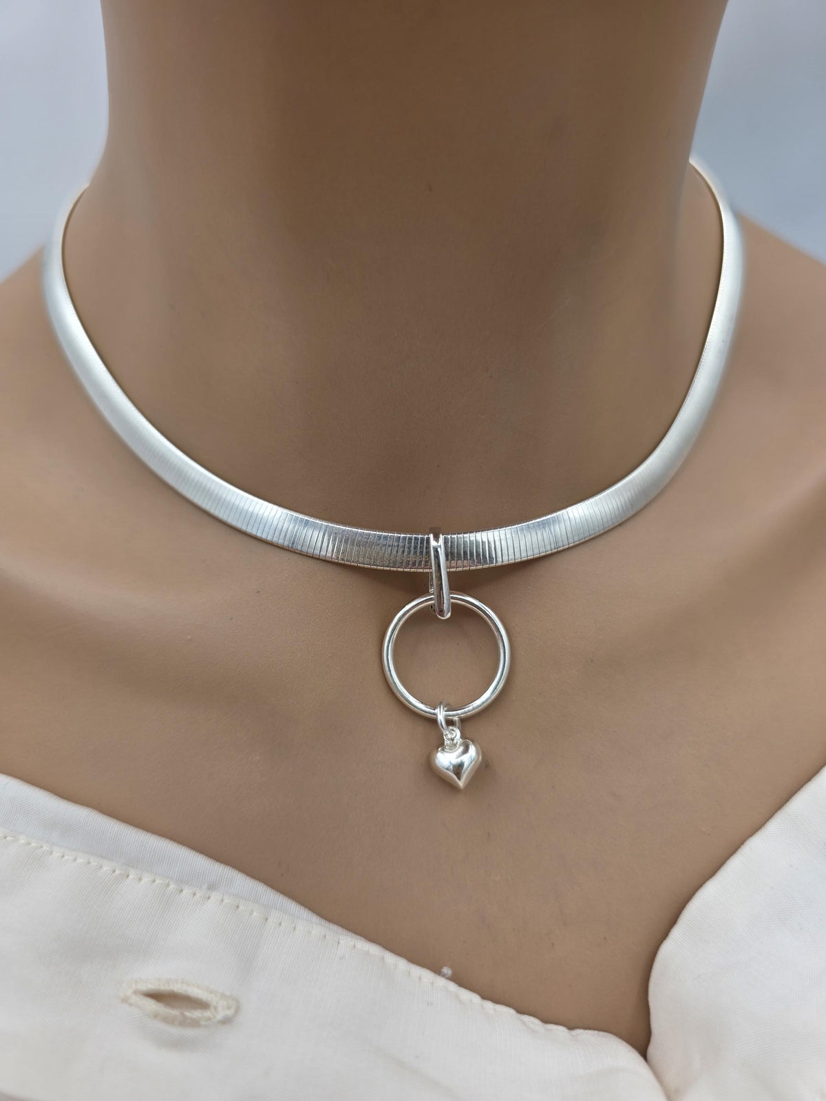 Reversible Gold Vermeil & Sterling Silver Omega Collar Necklace – 6mm Dual-Tone O-Ring Day Collar