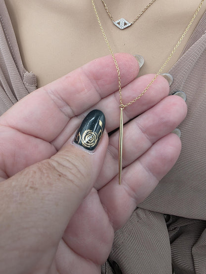 Gold Vermeil Layered Necklace Set, 3 Piece Gold Necklace Stack, Long Pendant Necklace, Crystal Necklace, Herringbone Choker