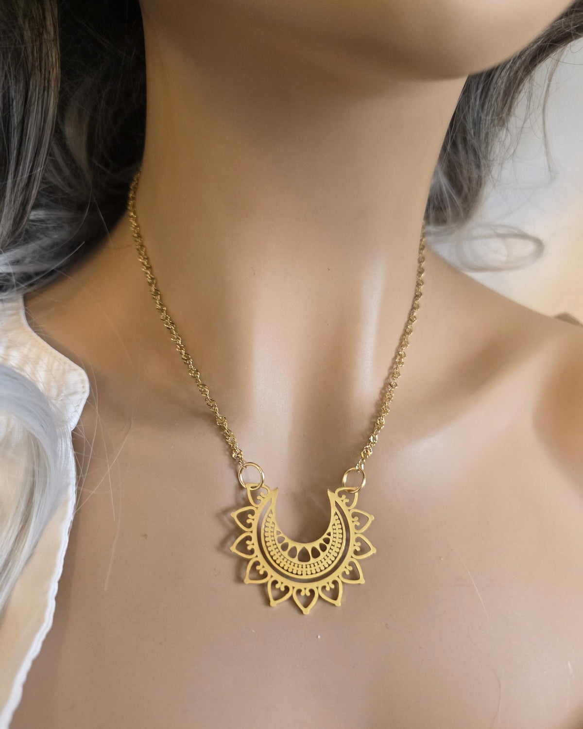 Gold Mandala Evil Eye Layered Protection Necklace Set - Chain Zen Stack Jewelry