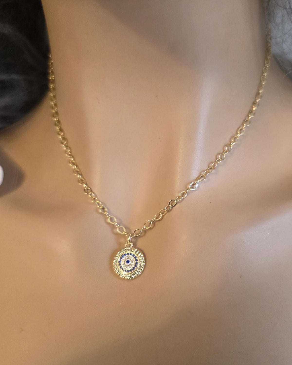 Gold Mandala Evil Eye Layered Protection Necklace Set - Chain Zen Stack Jewelry