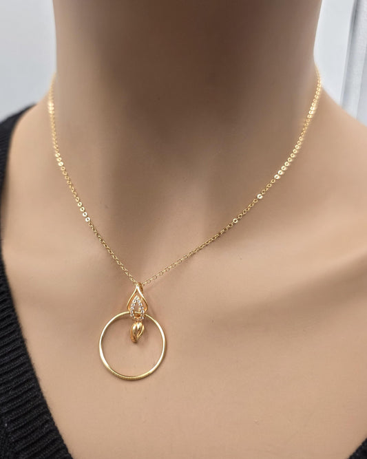 14k Gold Filled Elegant Chain Day Collar Ring Necklace, Devotion Luxury Fine Jewelry