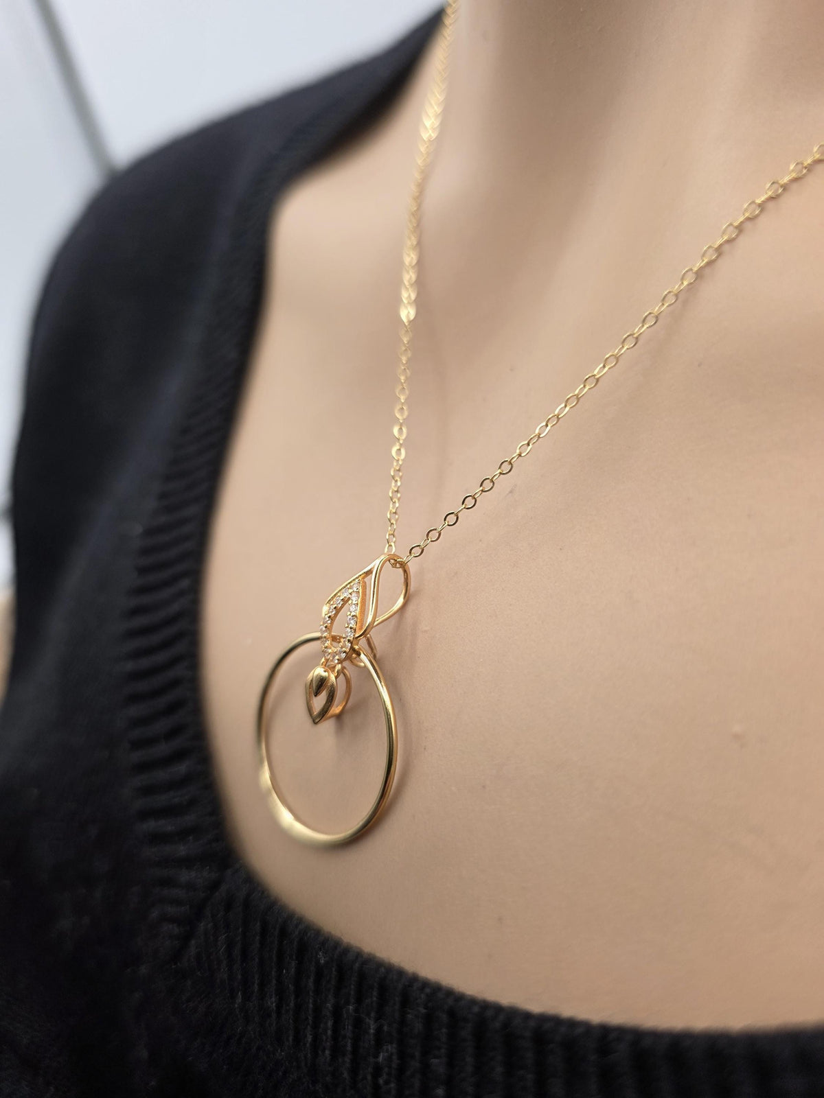 14k Gold Filled Elegant Chain Day Collar Ring Necklace, Devotion Luxury Fine Jewelry
