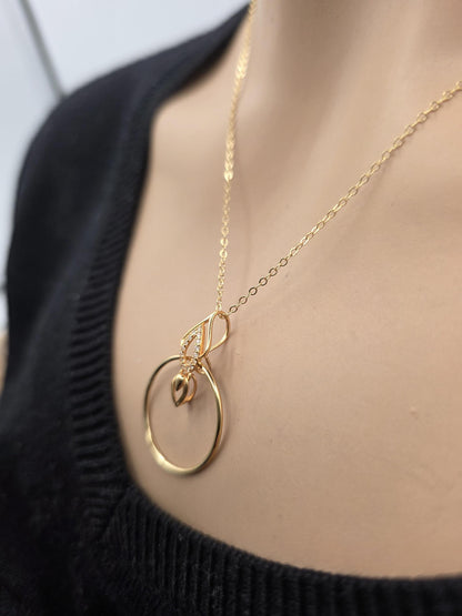 14k Gold Filled Elegant Chain Day Collar Ring Necklace, Devotion Luxury Fine Jewelry
