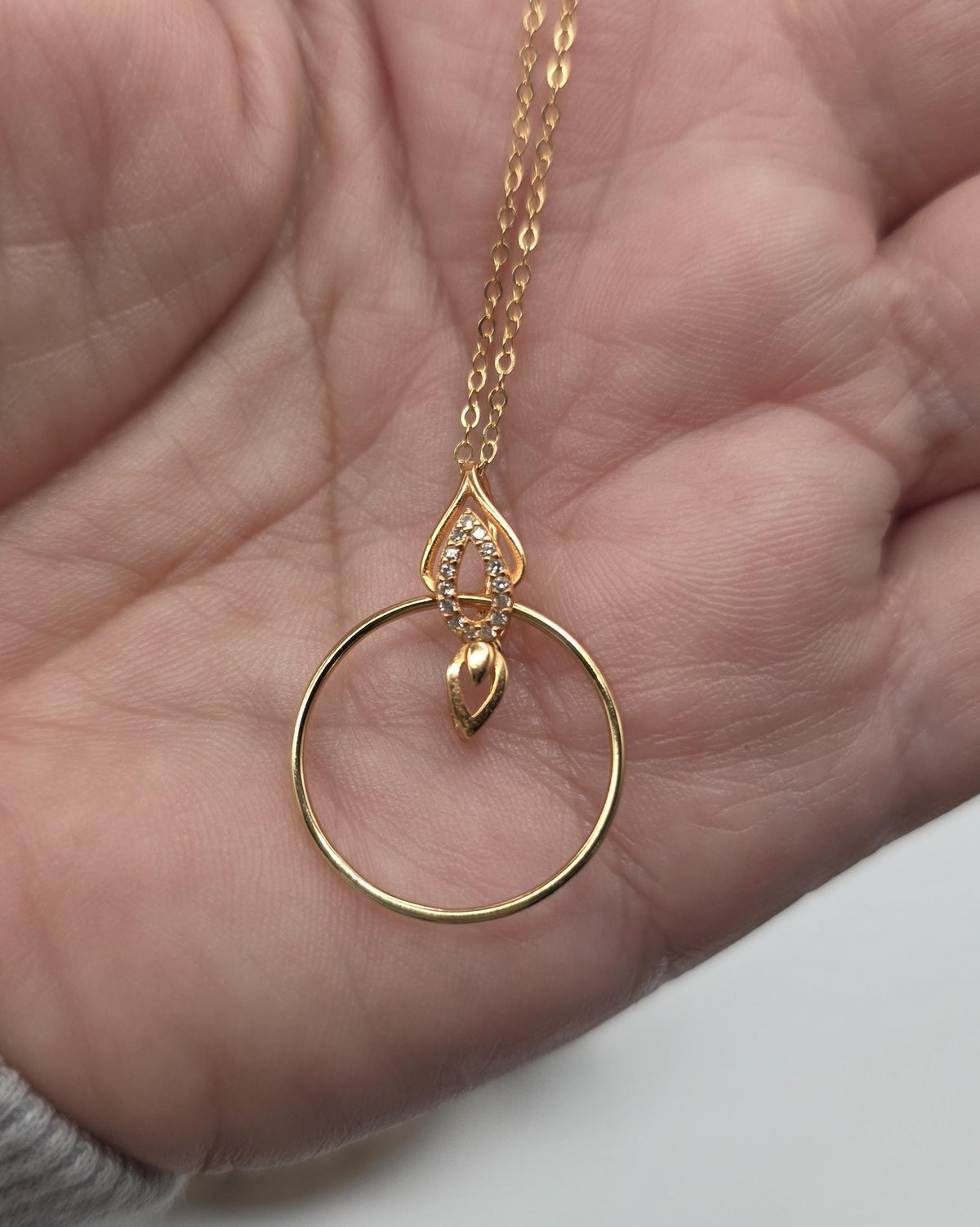 14k Gold Filled Elegant Chain Day Collar Ring Necklace, Devotion Luxury Fine Jewelry