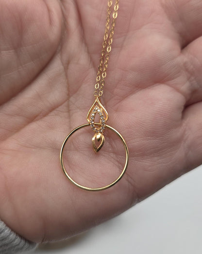 14k Gold Filled Elegant Chain Day Collar Ring Necklace, Devotion Luxury Fine Jewelry
