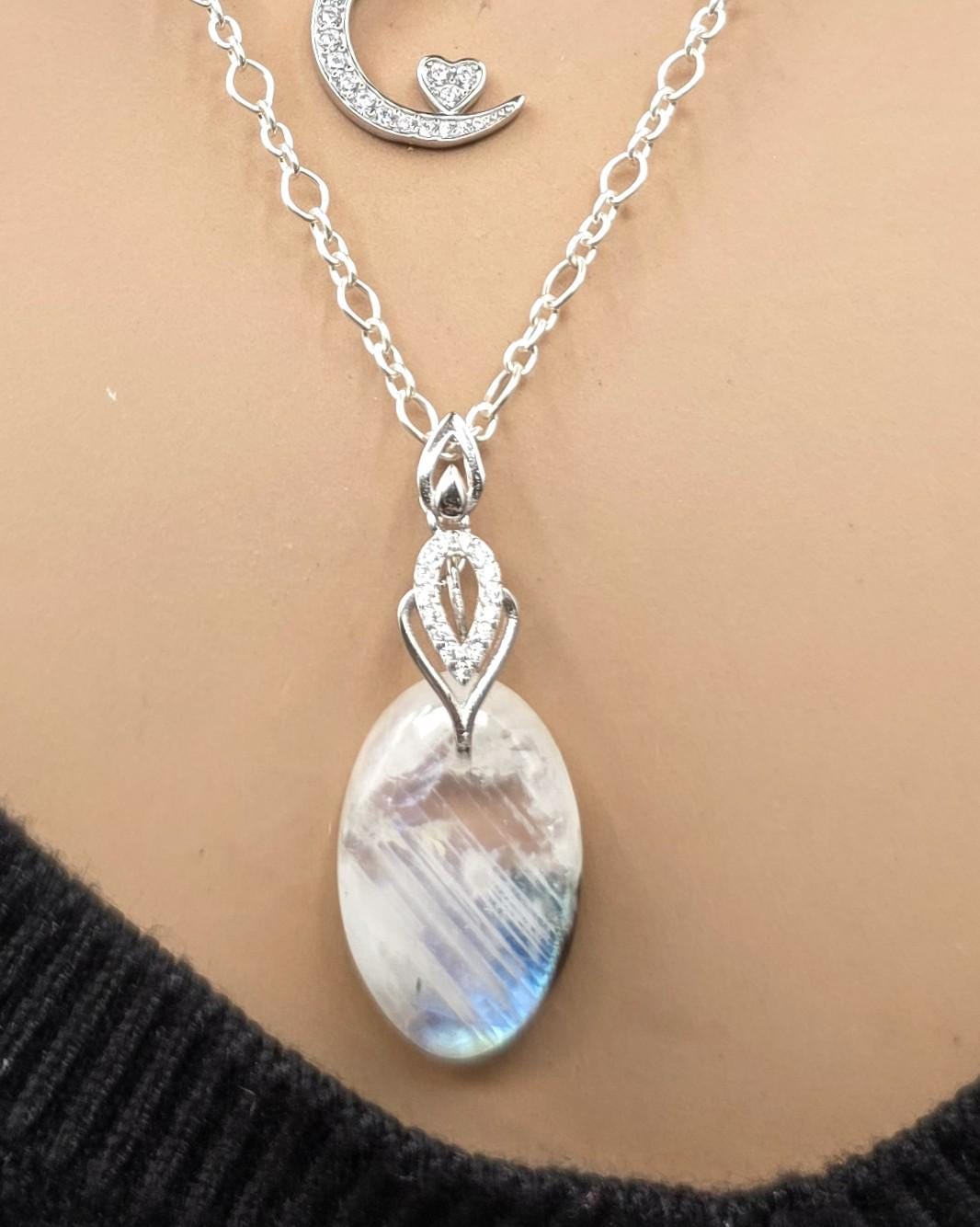 Sterling Silver Layered Necklace Set | Serpentine Chain & Protective Talisman Pendant