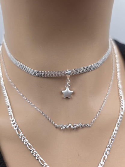 Sterling Silver Opal Moon, Sun & Stars Layered Necklace Set - Celestial Norse Jewelry for Gifting