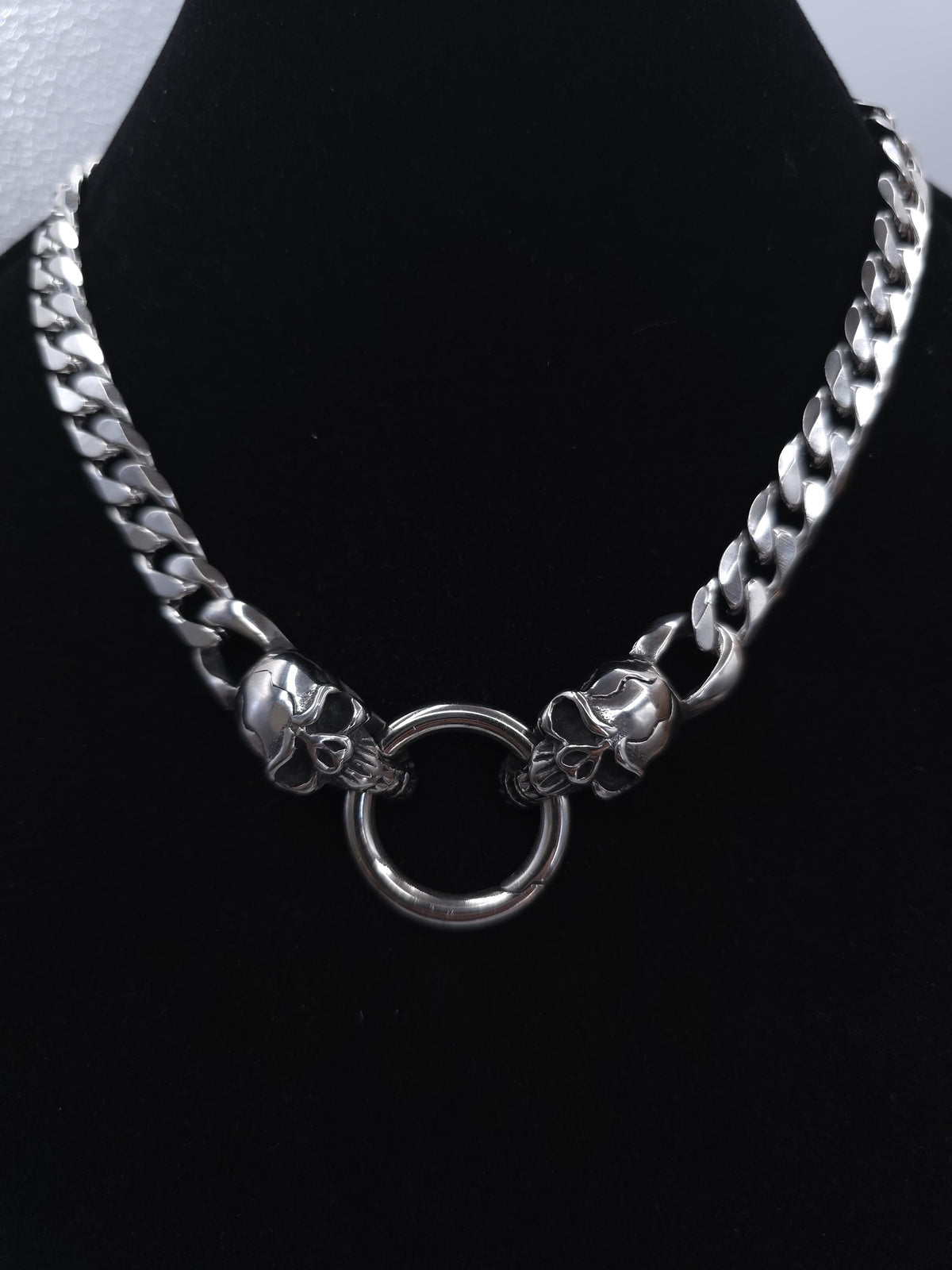 Steel Heavy Duty Skull Clasp Mens Chunky Chain Choker Necklace: Goth Punk Metal Viking Necklace