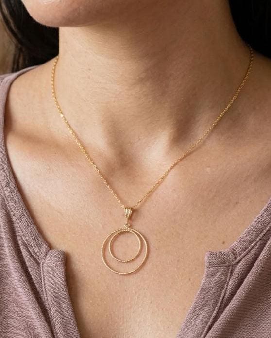 14k Gold Filled Eternity O Ring Collar Necklace, Minimalist Elegant Partner Fine Jewelry