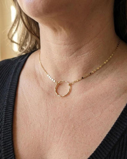 Solid 10K Gold Eternity Day Collar Necklace | Minimalist Luxury Collar | Fine Gold Jewelry