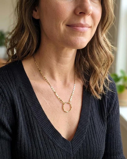Solid 10K Gold Eternity Day Collar Necklace | Minimalist Luxury Collar | Fine Gold Jewelry