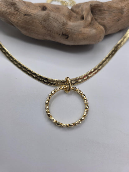 10k Premium Gold Plated Elegant Herringbone and CZ Day Collar Necklace, Romantic Luxury Elegant Partner Jewelry