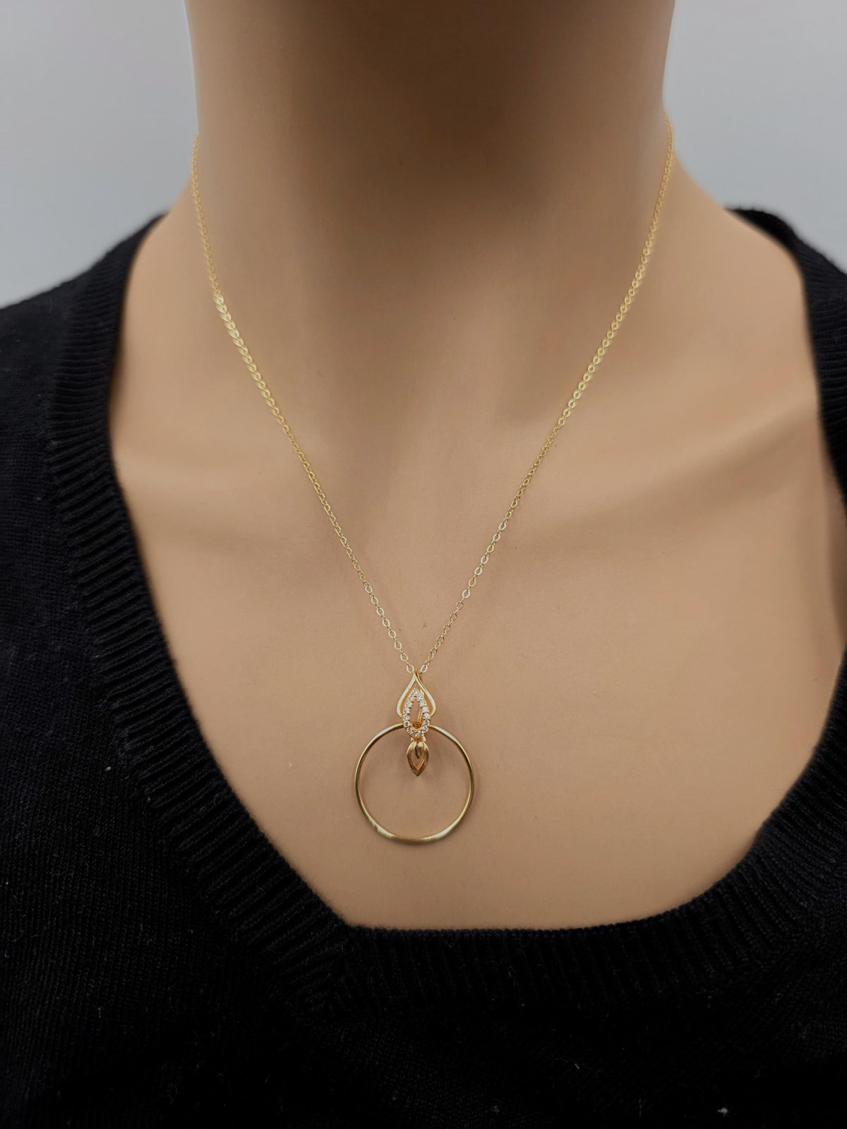 14k Gold Filled Elegant Chain Day Collar Ring Necklace, Devotion Luxury Fine Jewelry