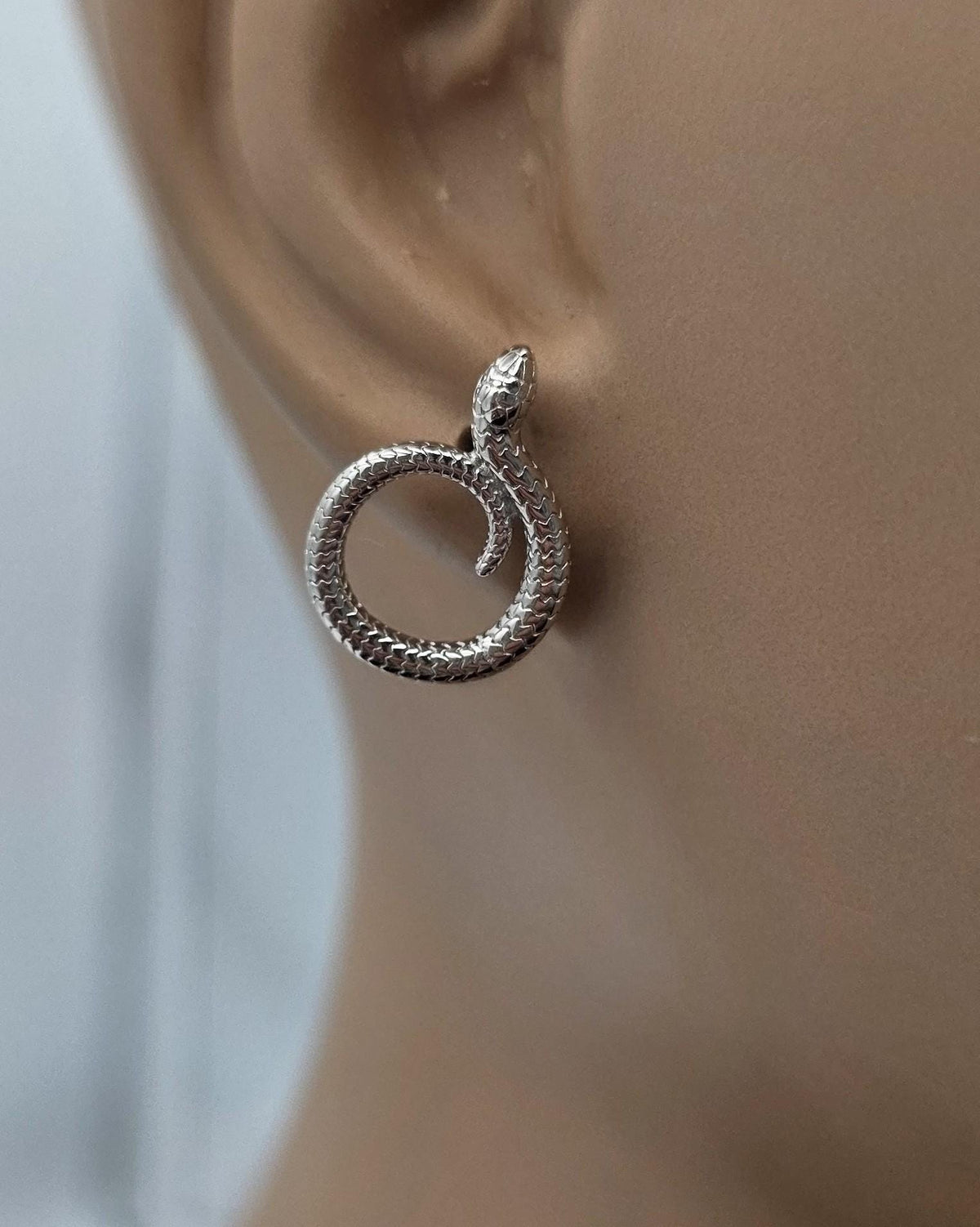 Sterling Silver Snake Necklace and Earrings Set, Serpent Jewelry Set, Adjustable Snake Necklace, Matching Sterling Silver Earrings