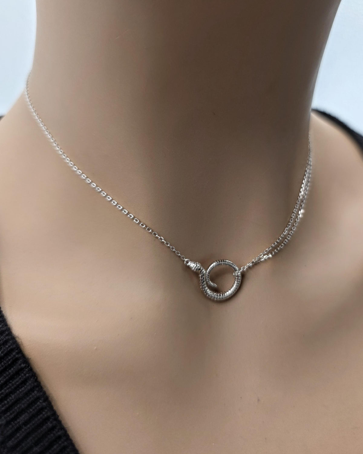 Sterling Silver Snake Necklace and Earrings Set, Serpent Jewelry Set, Adjustable Snake Necklace, Matching Sterling Silver Earrings