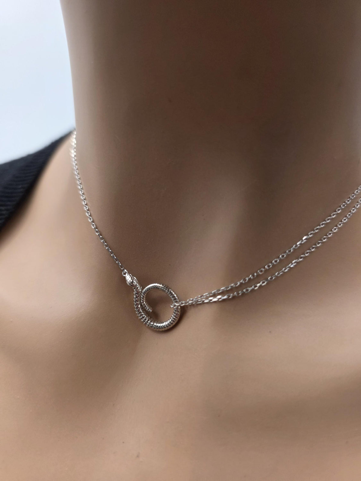 Sterling Silver Snake Necklace and Earrings Set, Serpent Jewelry Set, Adjustable Snake Necklace, Matching Sterling Silver Earrings