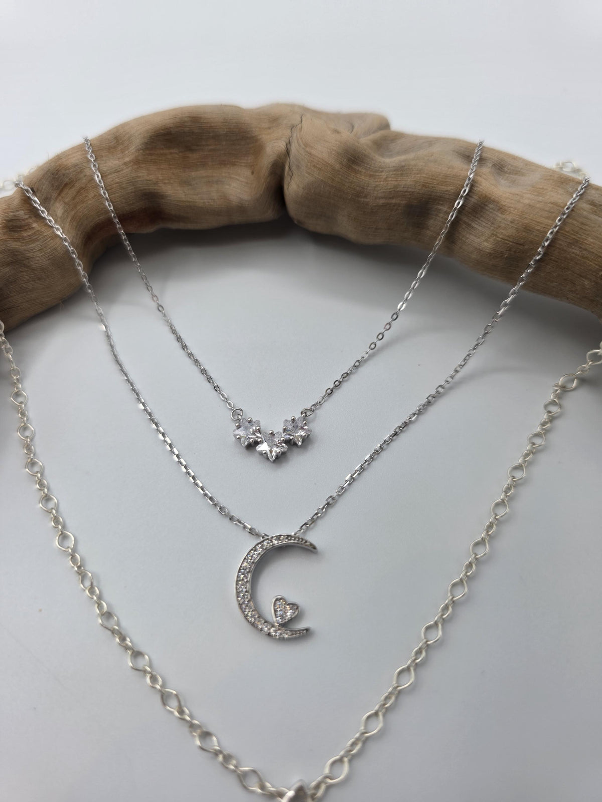 Sterling Silver Layered Necklace Set | Serpentine Chain & Protective Talisman Pendant