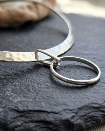 925 Sterling Silver Rigid Torque Day Collar Necklace – 4mm Hammered Elegant Luxury Choker, Locking Option