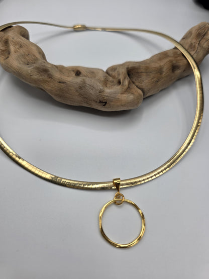 Reversible Sterling Silver & Gold Vermeil Omega Collar Necklace – 4mm Dual-Tone O-Ring Day Collar