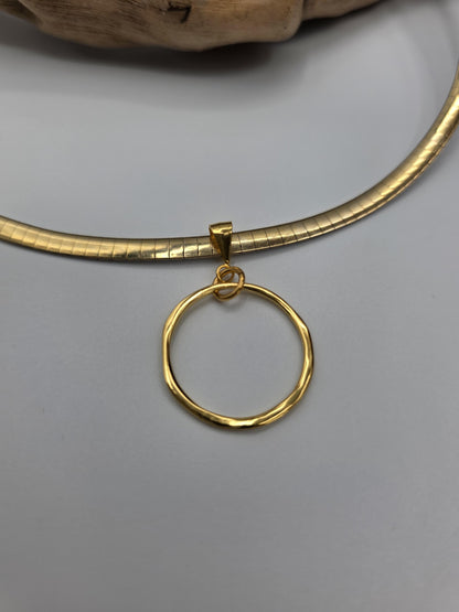 Reversible Gold Vermeil & Sterling Silver Omega Collar Necklace – 4mm Dual-Tone O-Ring Day Collar