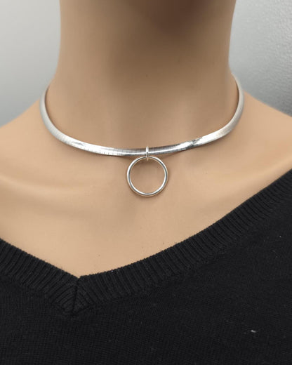 Reversible Rose Gold Vermeil & Sterling Silver Omega Collar Necklace – 4mm Dual-Tone O-Ring Day Collar