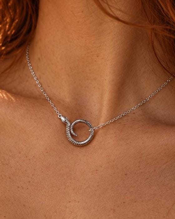 Sterling Silver Snake Necklace and Earrings Set, Serpent Jewelry Set, Adjustable Snake Necklace, Matching Sterling Silver Earrings