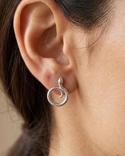 Sterling Silver Snake Necklace and Earrings Set, Serpent Jewelry Set, Adjustable Snake Necklace, Matching Sterling Silver Earrings