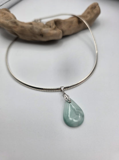 Sterling Silver 3mm Omega Hemimorphite Gemstone Pendant Necklace