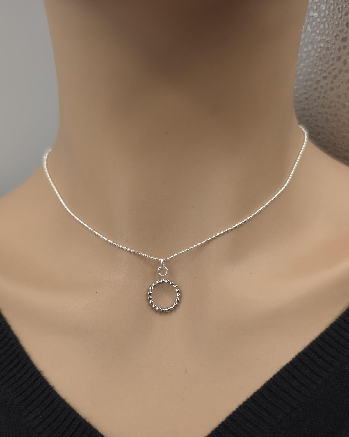 925 Sterling Silver Eternity O Ring Necklace Day Collar on Dainty Ball Chain – 2 Sizes, Committment Jewelry