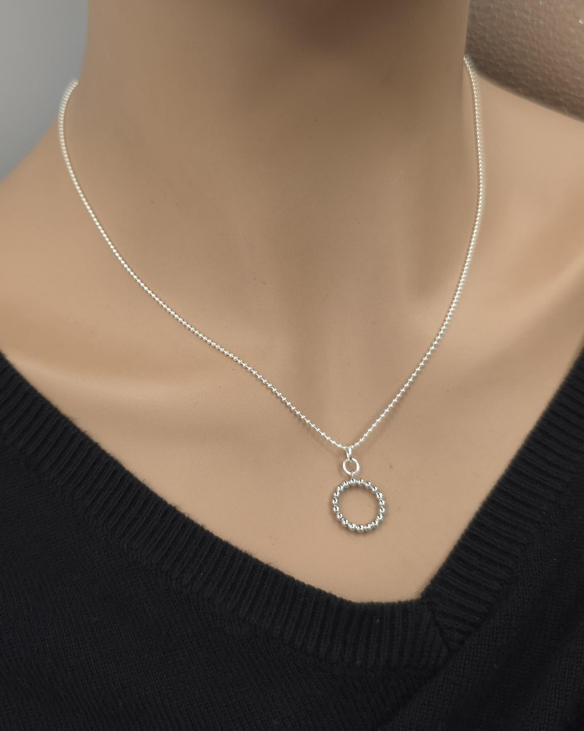 925 Sterling Silver Eternity O Ring Necklace Day Collar on Dainty Ball Chain – 2 Sizes, Committment Jewelry