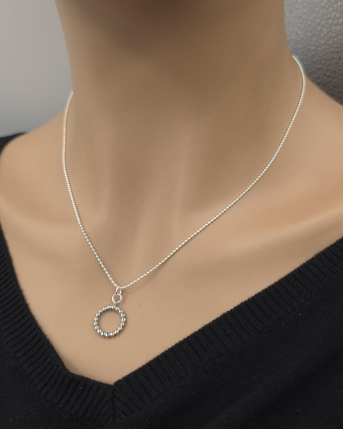 925 Sterling Silver Eternity O Ring Necklace Day Collar on Dainty Ball Chain – 2 Sizes, Committment Jewelry